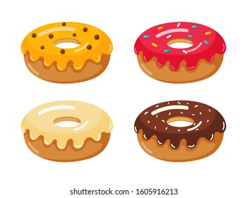 Donut icon set isolated on white background for cafe or restaurant. illustration vector.