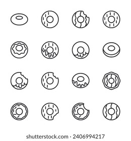 Donut icon set isolated on white