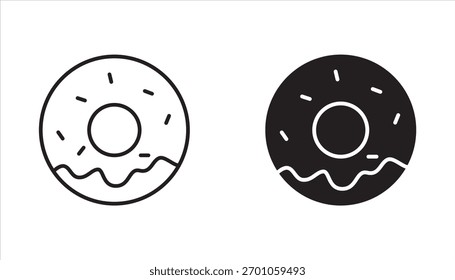 Donut icon set  on white background and editable	
