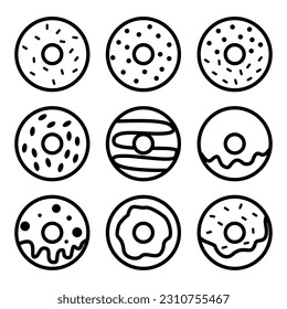 Juego de iconos de Donut. vector de ilustración de iconos de donut dulce. 5.º escalada