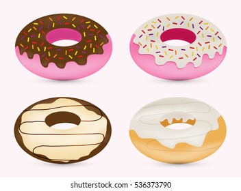 Donut icon set.Colorful donuts vector illustration.