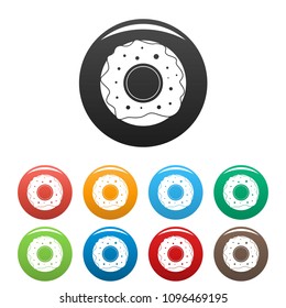 Donut icon. Simple illustration of donut vector icons set color isolated on white