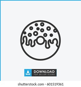 donut icon. simple outline donut vector icon. on white background.