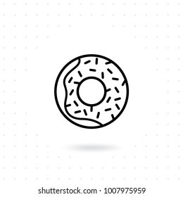 Donut icon. Sweet donut vector illustration. Doughnut glaze outline icon design. Delicious sweet donut illustration. Vector illustration in line style