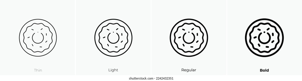 donut icon. Thin, Light Regular And Bold style design isolated on white background