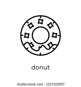 donut icon. Trendy modern flat linear vector donut icon on white background from thin line Birthday and Party collection, outline vector illustration