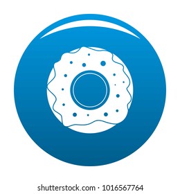 Donut icon vector blue circle isolated on white background 