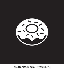 Donut icon vector, filled flat sign, solid pictogram isolated on black, logo illustration