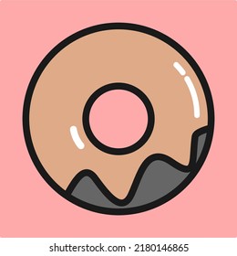 Donut icon vector glazed isolated 