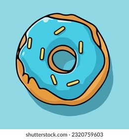 Donut icon. Vector illustration of donut with blue glaze.