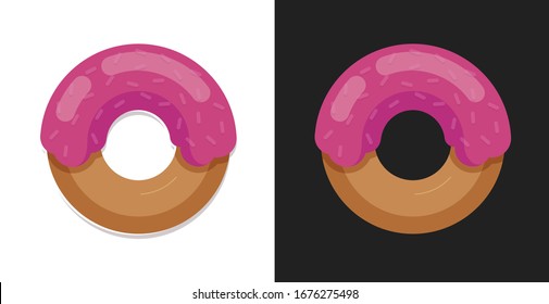 Donut icon vector illustration isolated on white and black background