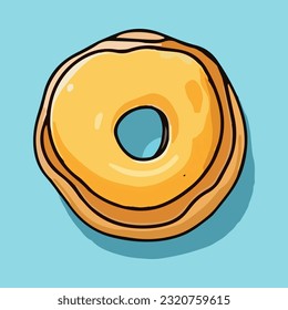 Donut icon. Vector illustration of a donut on a blue background.