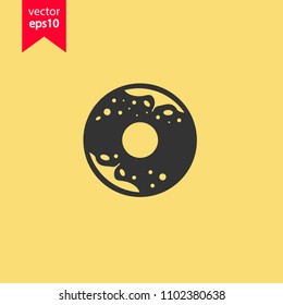 Donut icon. Yellow background. EPS 10 vector sign. 