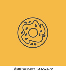 Donut icon with yellow background. Vector concept illustration for design.