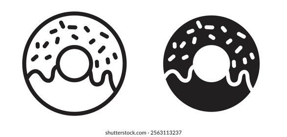 Donut icons in black line and filled versions