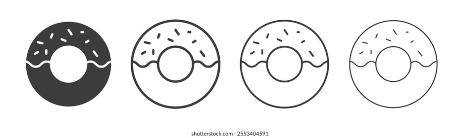 Donut icons collection. vector set in black color