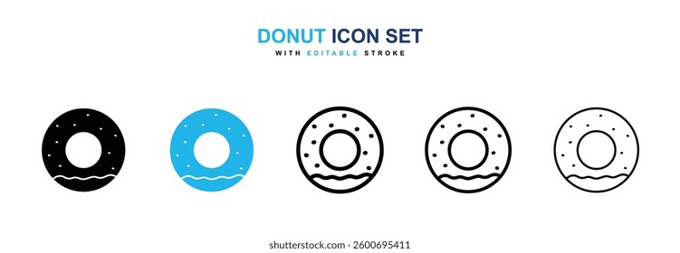 Donut icons graphics set in black and blue colors