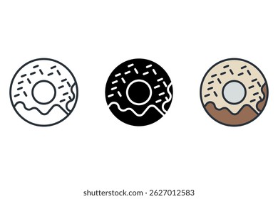 donut icons isolated on White Background. Flat style design