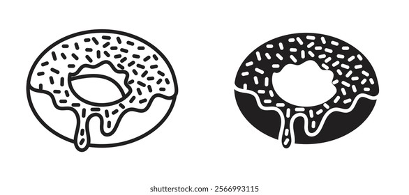Donut icons in outline and fill. vector illustration for ui.