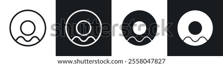 Donut icons pack in black and white filled and outlined versions.