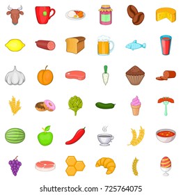 Donut icons set. Cartoon style of 36 donut vector icons for web isolated on white background