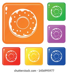 Donut icons set collection vector 6 color isolated on white background