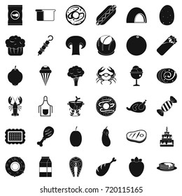 Donut icons set. Simple style of 36 donut vector icons for web isolated on white background