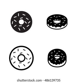 Donut icons in silhouette style, vector design