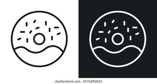 Donut icons in thin black and white stroke liner style