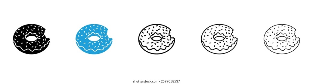 Donut icons vector illustrations in black and blue colors for web and ui designs