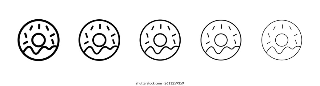 Donut icons vector set in different stroke line style