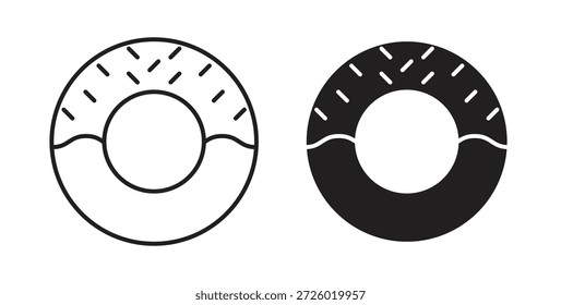 Símbolo de Vector de iconos de donut con trazo editable y versiones planas