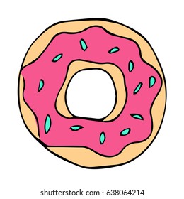 Donut illustration. Cloth design, wallpaper, wrapping, textiles, paper, cards, invitations, holiday