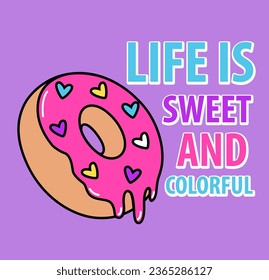 DONUT ILLUSTRATION AND COLORFUL TEXT