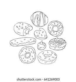 Donut Illustration. Doodle Style. Design Icon, Print, Logo, Poster, Symbol, Decor, Textile, Paper, Card. 