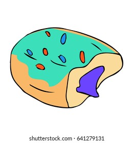 Donut illustration. Doodle style. Design icon, print, logo, poster, symbol, decor, textile, paper, card. 