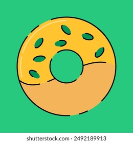 Donut Ilustración Diseño plano aislado sobre fondo verde