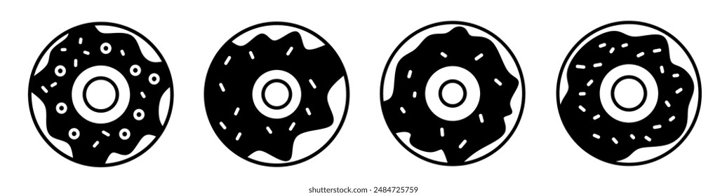 Donut-Illustration. Donut-Symbol Vektorgrafik gesetzt. Design für Unternehmen. Vektorgrafik des Bestands.