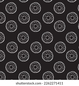 donut illustration pattern on black