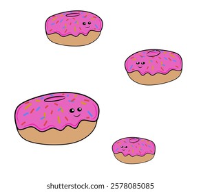 donut illustration vector design, donut drawing art, donut vector with isolated background 