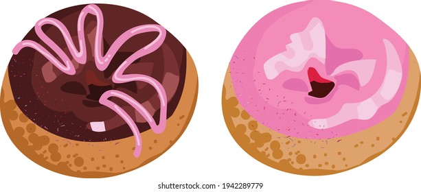 Donut illustration vector isolated on white backgound