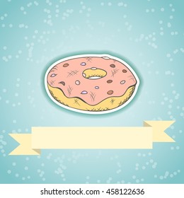 Donut invitation card can be used for holiday cards, wedding invitation, postcard or website. Birthday party invitation. Holiday concept. Menu template