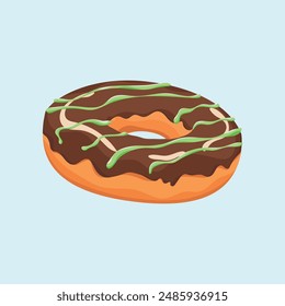 Donut isoliert auf blauem Hintergrund. Süße, bunte und glänzende Donuts mit Schokoladenglasur. Einfaches, modernes Design. Vektorillustration.