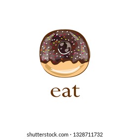 Donut isolated on a white background. Cute, colorful and glossy donuts with chocolate glaze