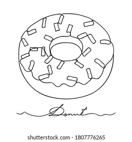 Donut isolated on white background. Hand drawn vector illustration line art style