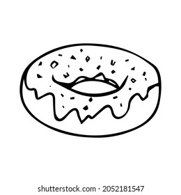 No aislado en un fondo blanco. Ilustración vectorial en estilo doodle. Arte de línea. Perfecto para el diseño de menú de restaurante, cafetería, cocina, sitio web, impresión en la tela. Apetitosa imagen de la comida. Eps10.