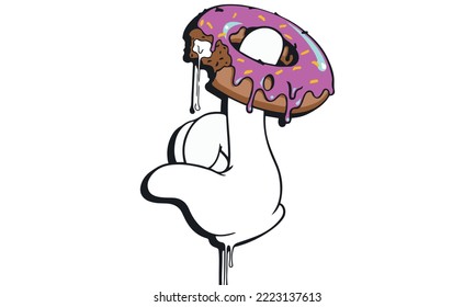 Donut isolated on a white background. Cute, colorful and shiny cupcakes with pink glaze and multicolored powder. Simple modern design. Realistic vector illustration.