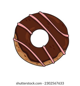 No te aísles con un fondo blanco. Donuts lisos, coloridos y lustrosos con vidrio y polvo. Cristal marrón. Ilustración vectorial.