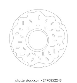 Donut isoliert auf einem weißen Hintergrund. Donut lineares Symbol mit Glasur und Streuseln. Einfaches, modernes Design. Vektorillustration.