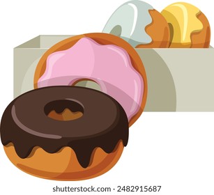 Donut aislado sobre fondo blanco. ilustración Vector